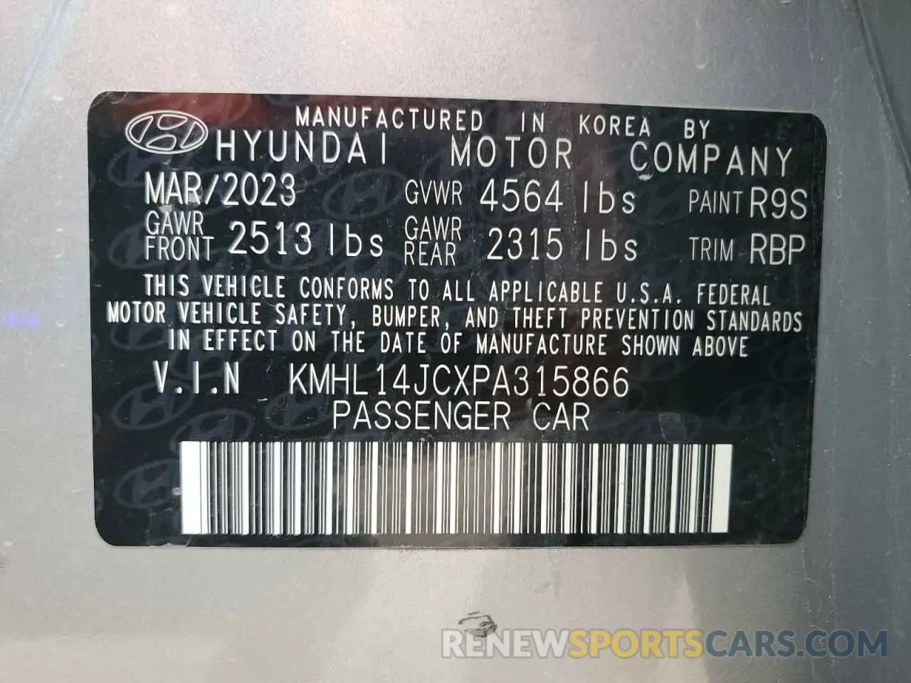 12 Фотография поврежденного автомобиля KMHL14JCXPA315866 HYUNDAI SONATA 2023