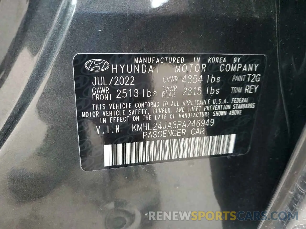 12 Photograph of a damaged car KMHL24JA3PA246949 HYUNDAI SONATA 2023