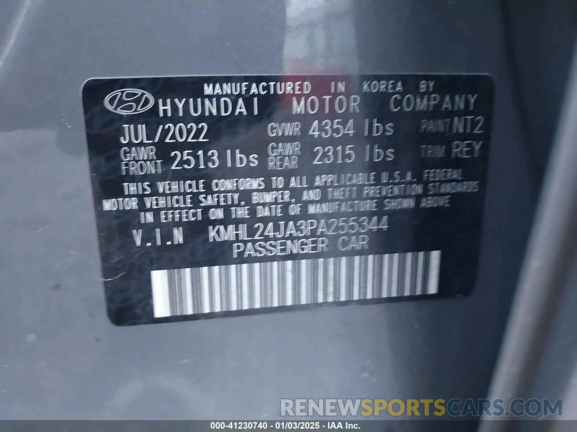 9 Photograph of a damaged car KMHL24JA3PA255344 HYUNDAI SONATA 2023