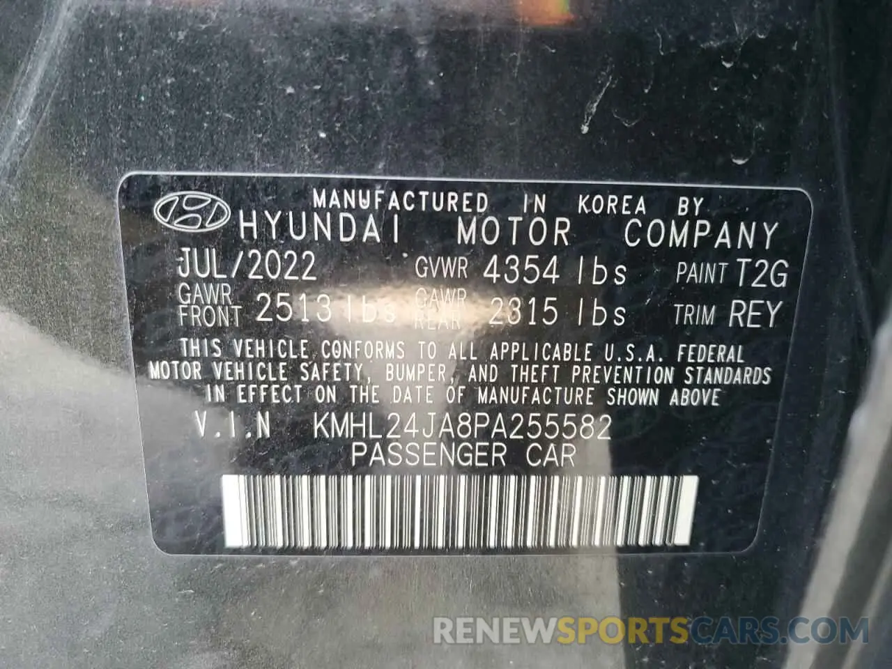12 Photograph of a damaged car KMHL24JA8PA255582 HYUNDAI SONATA 2023