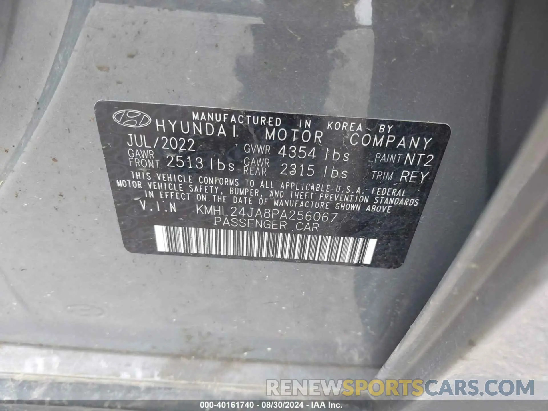 9 Фотография поврежденного автомобиля KMHL24JA8PA256067 HYUNDAI SONATA 2023