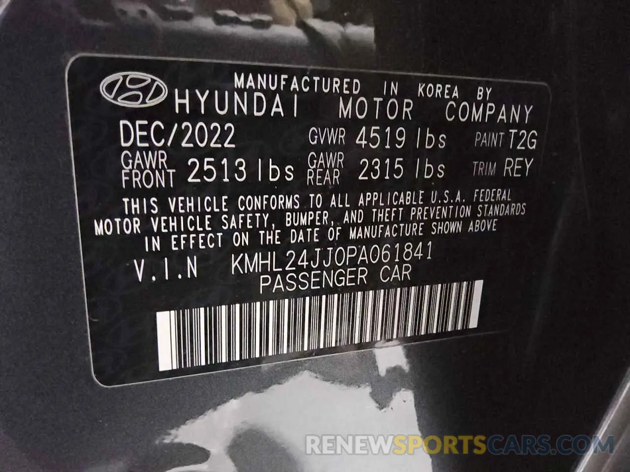 12 Photograph of a damaged car KMHL24JJ0PA061841 HYUNDAI SONATA 2023