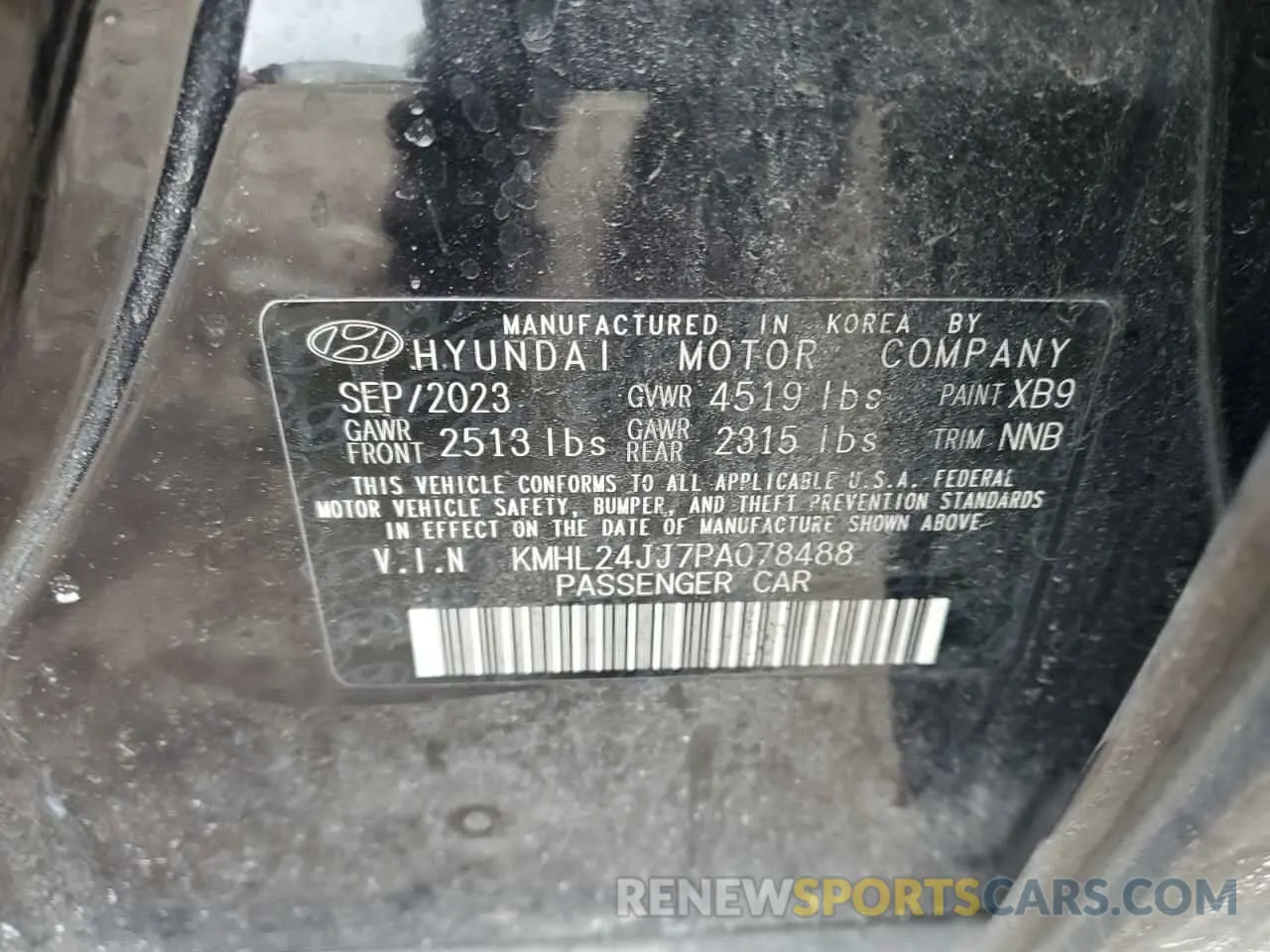 13 Фотография поврежденного автомобиля KMHL24JJ7PA078488 HYUNDAI SONATA 2023
