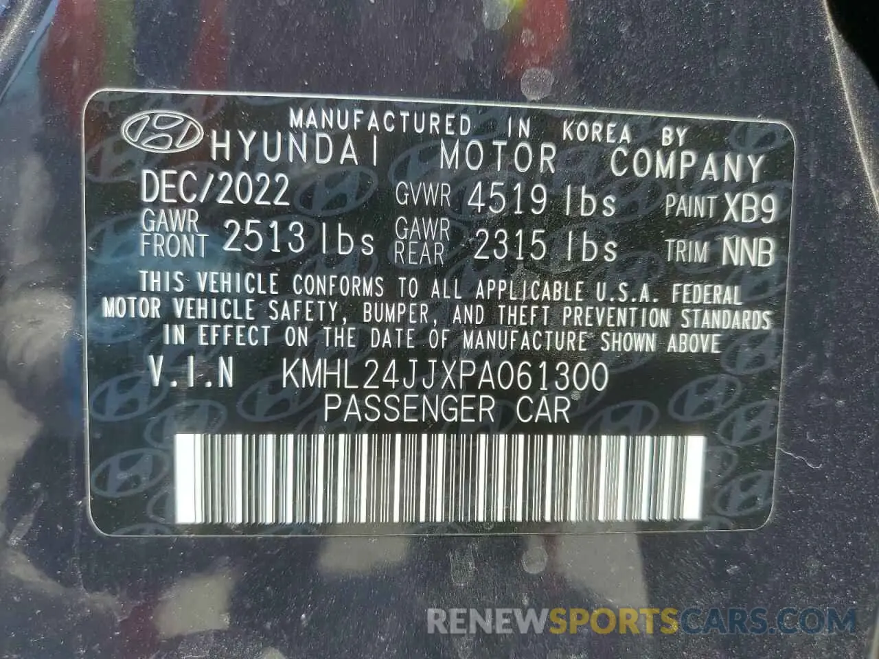 12 Photograph of a damaged car KMHL24JJXPA061300 HYUNDAI SONATA 2023