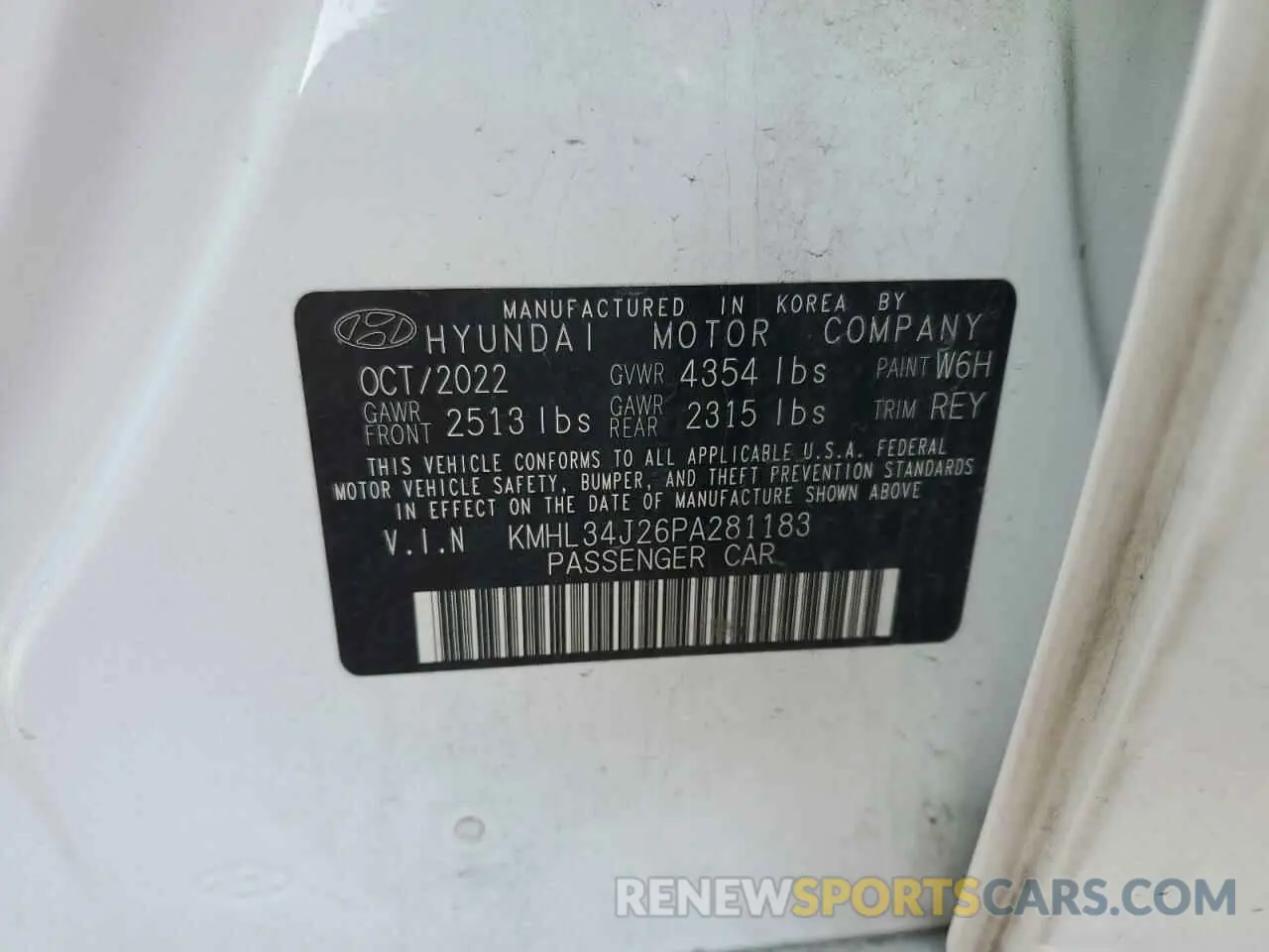 12 Photograph of a damaged car KMHL34J26PA281183 HYUNDAI SONATA 2023