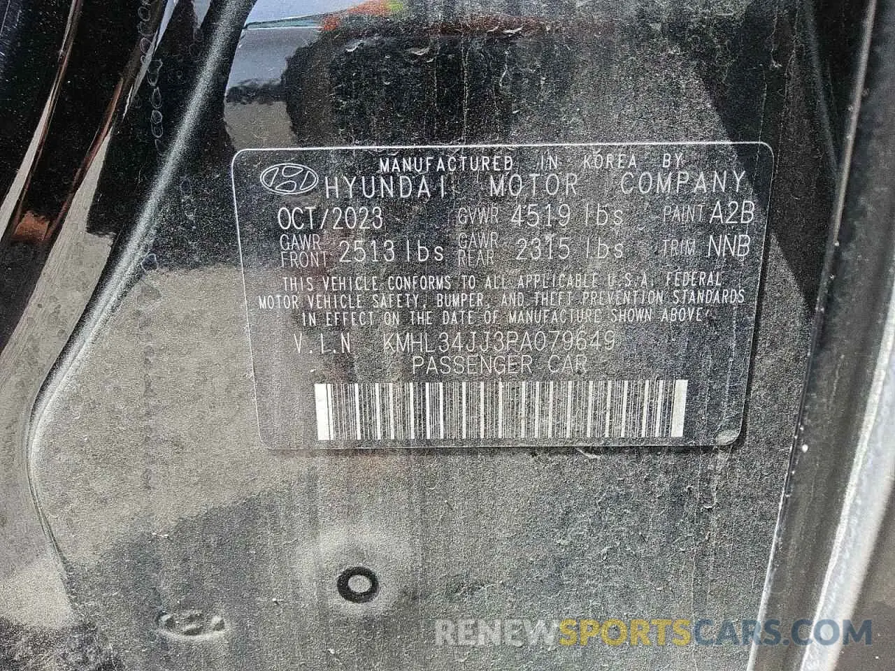 12 Фотография поврежденного автомобиля KMHL34JJ3PA079649 HYUNDAI SONATA 2023