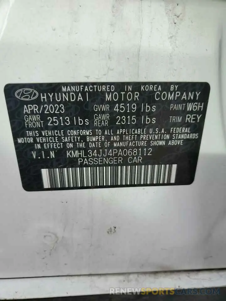 12 Фотография поврежденного автомобиля KMHL34JJ4PA068112 HYUNDAI SONATA 2023