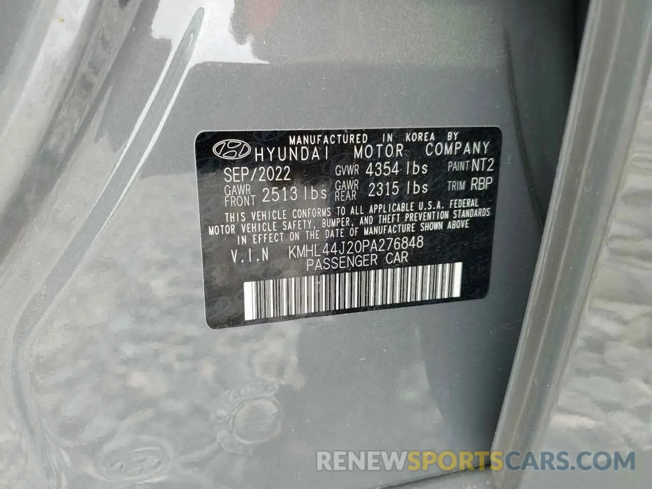 12 Photograph of a damaged car KMHL44J20PA276848 HYUNDAI SONATA 2023