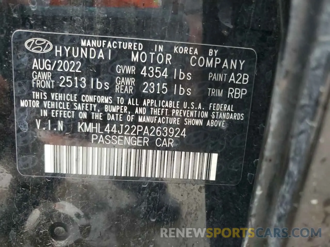 12 Photograph of a damaged car KMHL44J22PA263924 HYUNDAI SONATA 2023