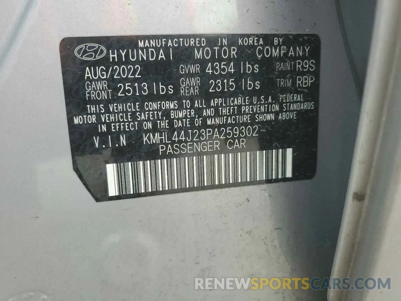12 Photograph of a damaged car KMHL44J23PA259302 HYUNDAI SONATA 2023