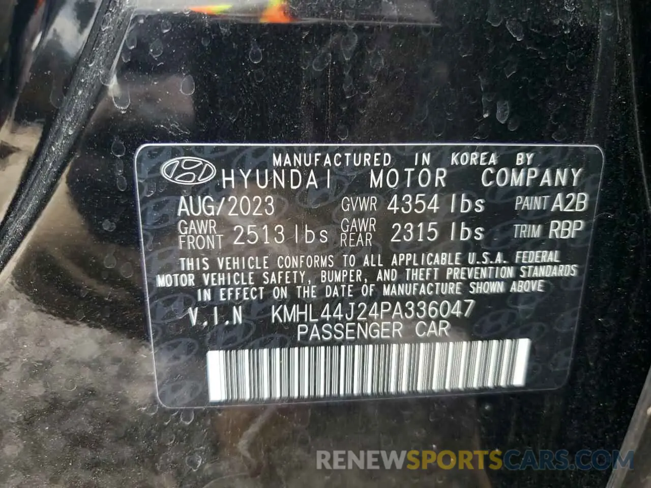 12 Photograph of a damaged car KMHL44J24PA336047 HYUNDAI SONATA 2023