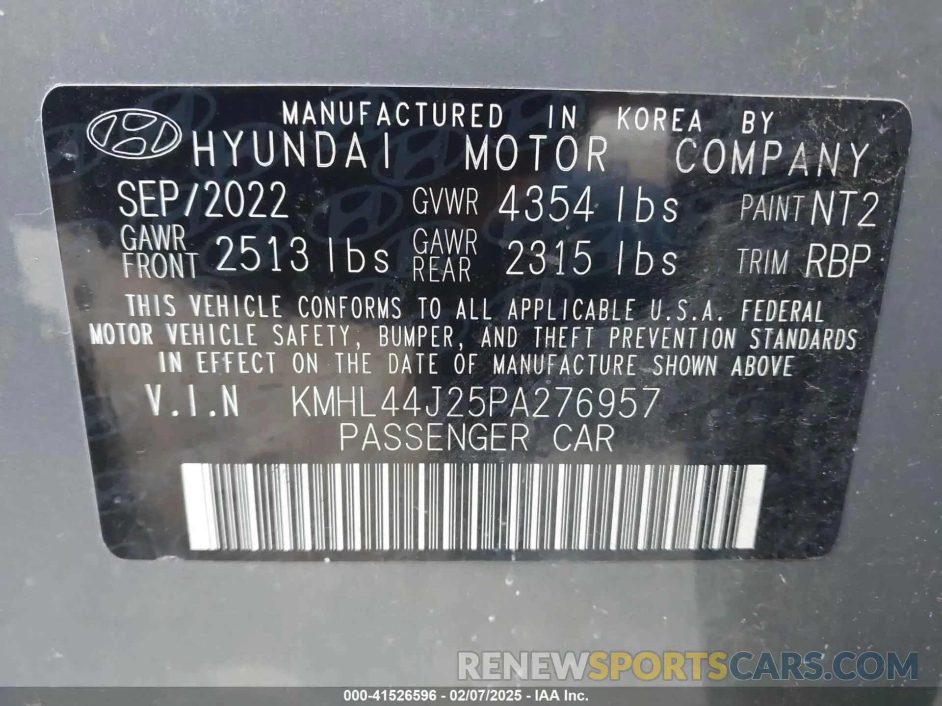 9 Фотография поврежденного автомобиля KMHL44J25PA276957 HYUNDAI SONATA 2023