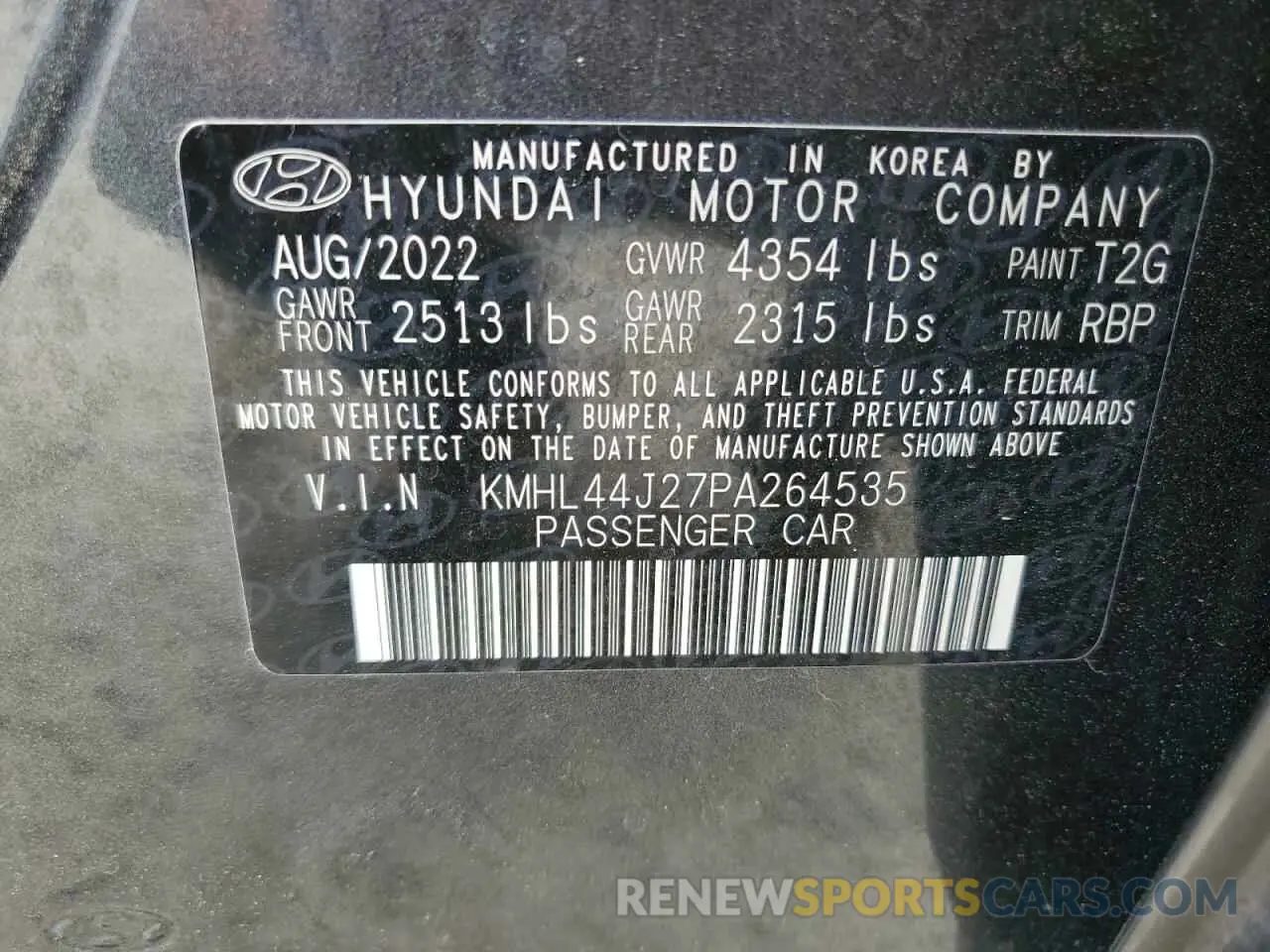 12 Photograph of a damaged car KMHL44J27PA264535 HYUNDAI SONATA 2023