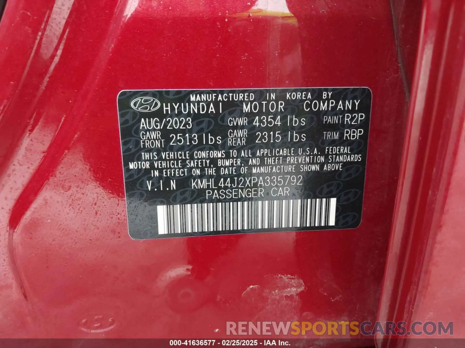 9 Фотография поврежденного автомобиля KMHL44J2XPA335792 HYUNDAI SONATA 2023