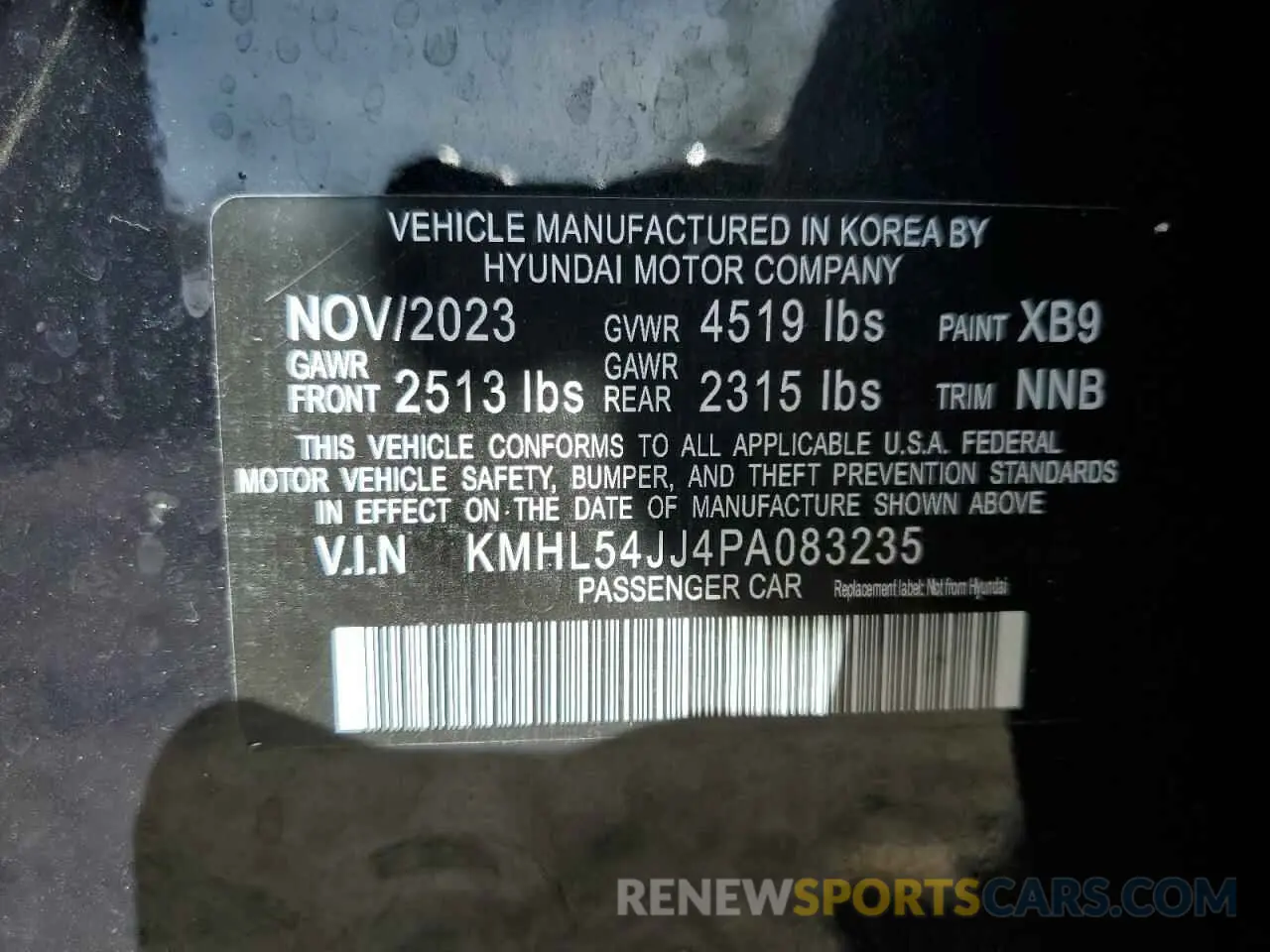 12 Фотография поврежденного автомобиля KMHL54JJ4PA083235 HYUNDAI SONATA 2023