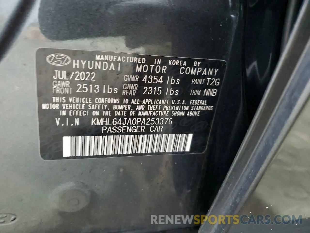 14 Фотография поврежденного автомобиля KMHL64JA0PA253376 HYUNDAI SONATA 2023