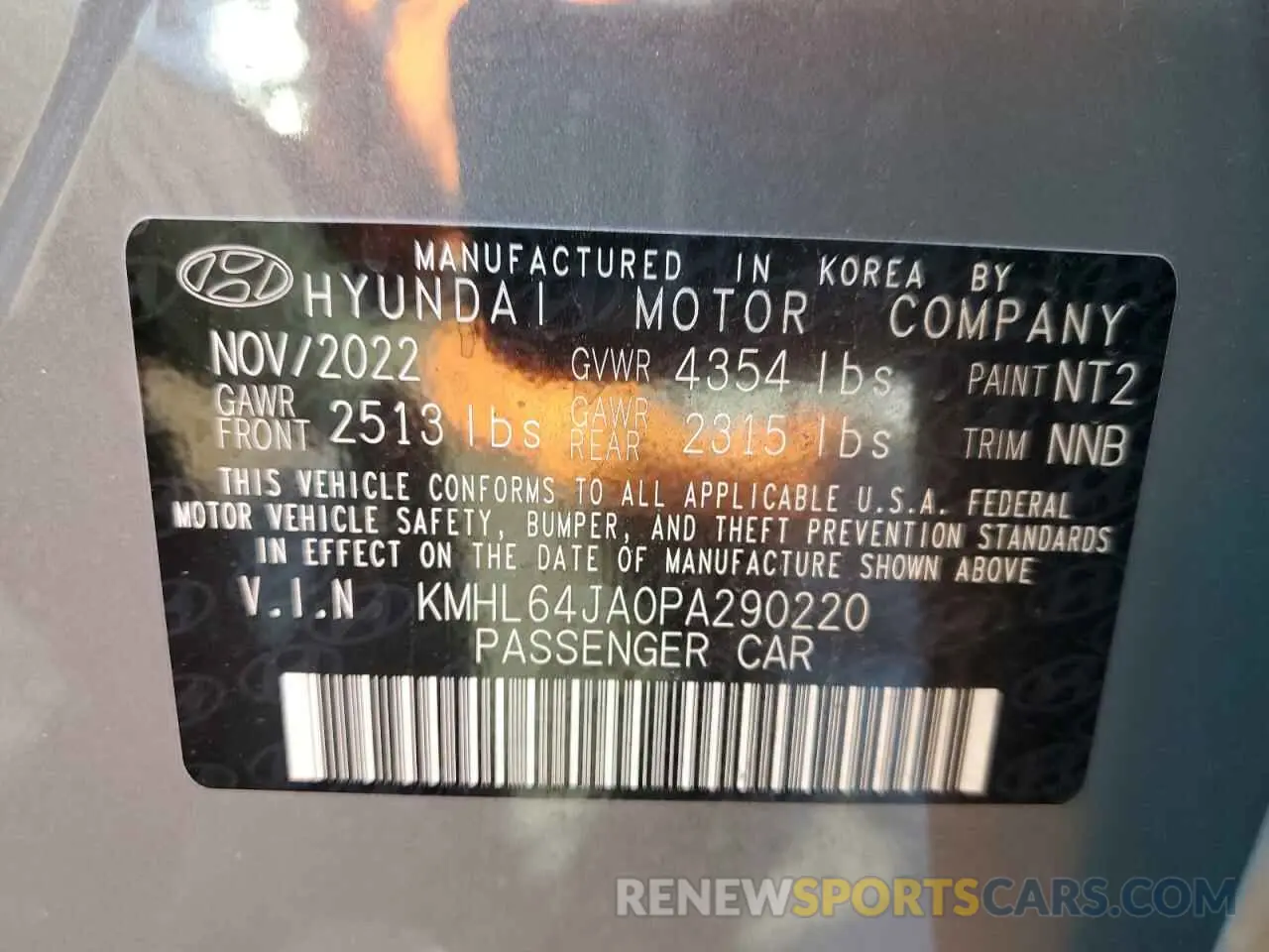 13 Photograph of a damaged car KMHL64JA0PA290220 HYUNDAI SONATA 2023