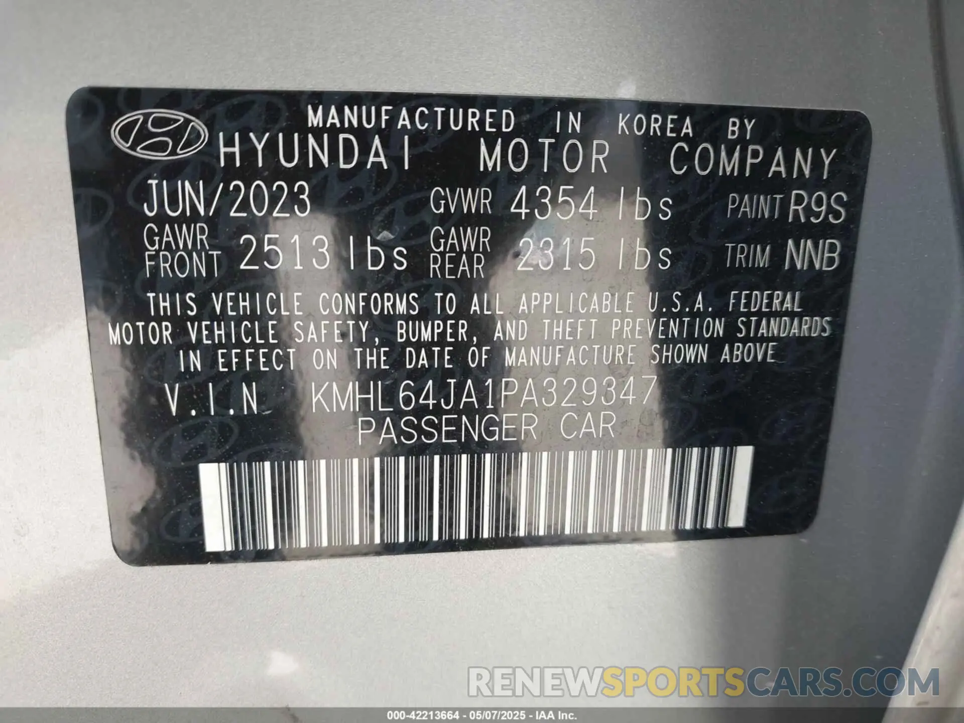 9 Фотография поврежденного автомобиля KMHL64JA1PA329347 HYUNDAI SONATA 2023