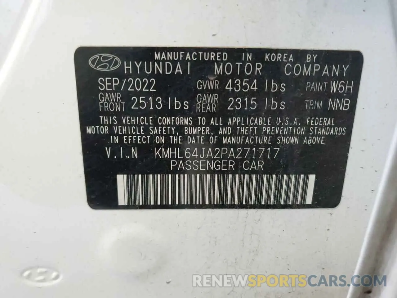 13 Фотография поврежденного автомобиля KMHL64JA2PA271717 HYUNDAI SONATA 2023