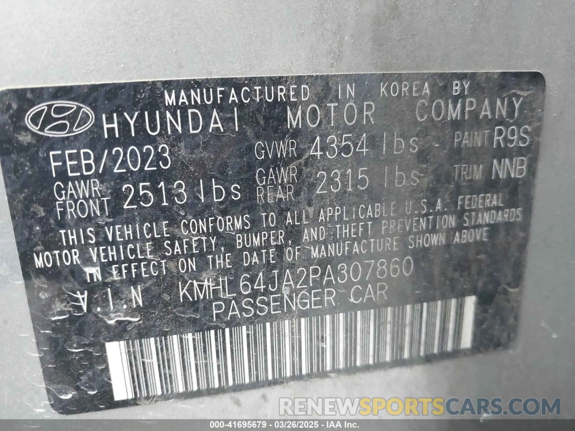 9 Фотография поврежденного автомобиля KMHL64JA2PA307860 HYUNDAI SONATA 2023