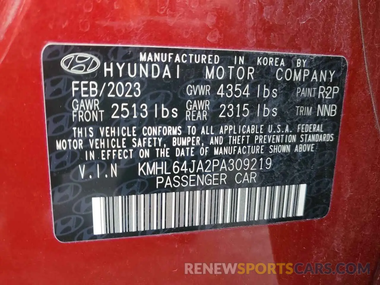 13 Фотография поврежденного автомобиля KMHL64JA2PA309219 HYUNDAI SONATA 2023