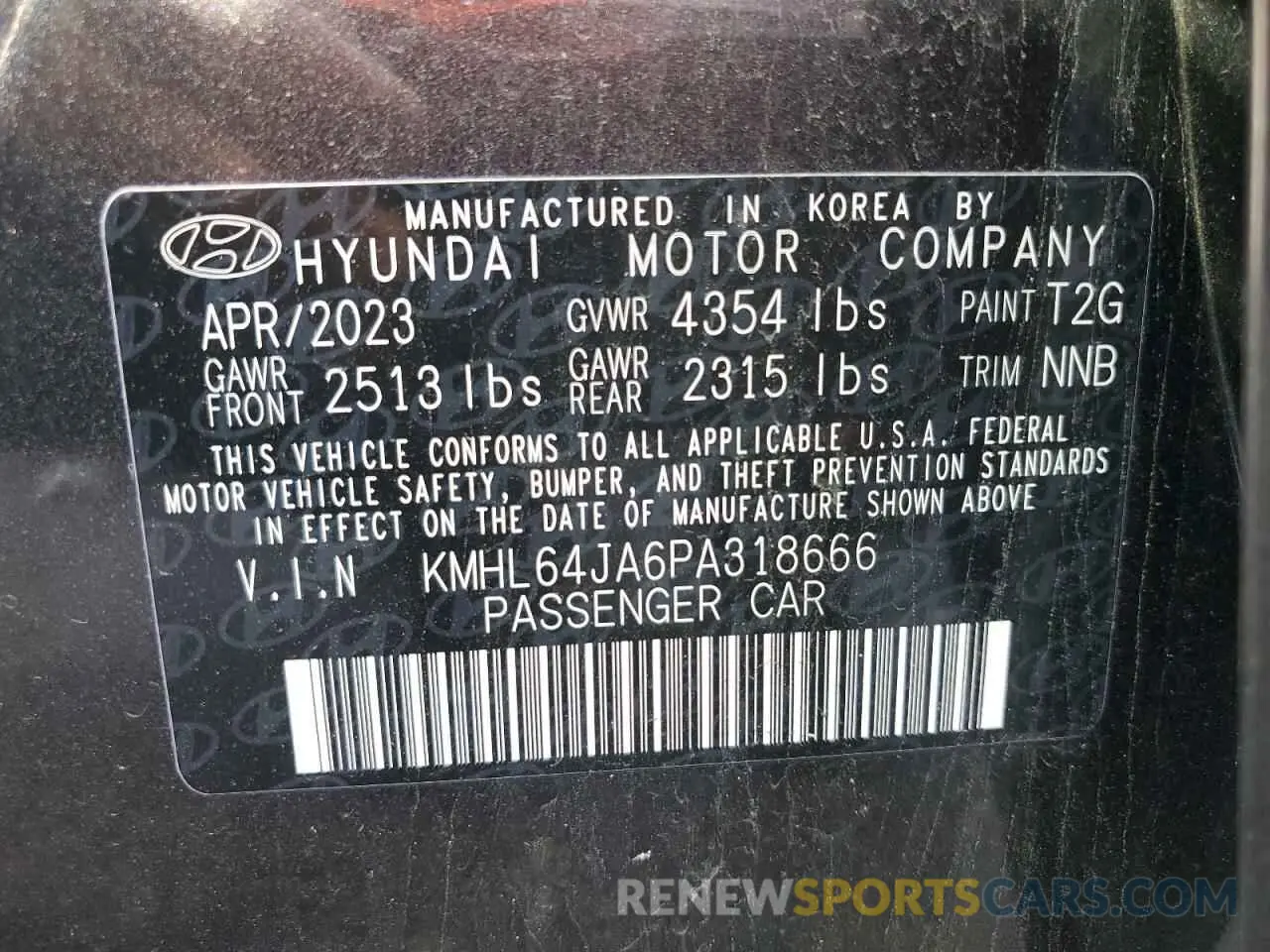 12 Фотография поврежденного автомобиля KMHL64JA6PA318666 HYUNDAI SONATA 2023