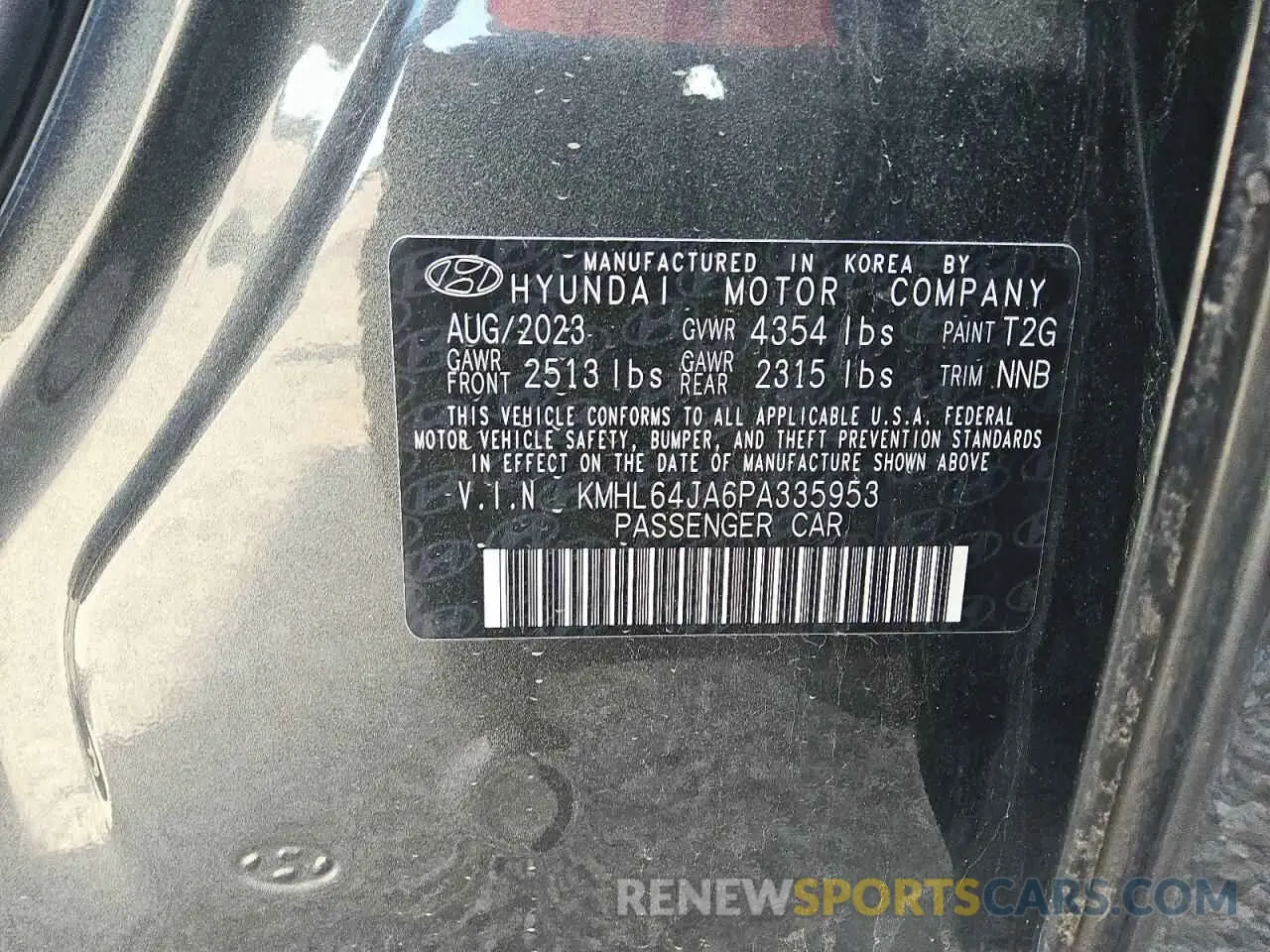 12 Photograph of a damaged car KMHL64JA6PA335953 HYUNDAI SONATA 2023