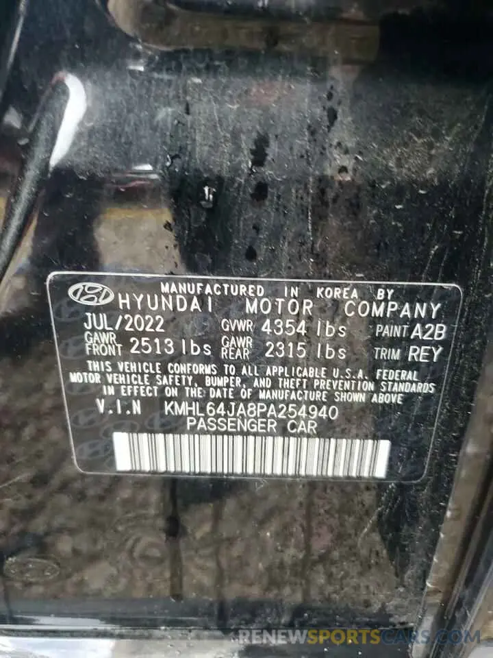 12 Photograph of a damaged car KMHL64JA8PA254940 HYUNDAI SONATA 2023