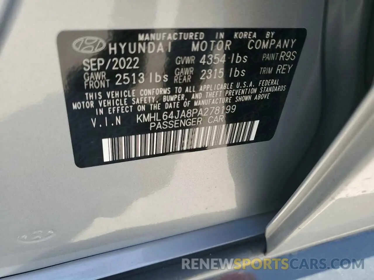 12 Photograph of a damaged car KMHL64JA8PA278199 HYUNDAI SONATA 2023