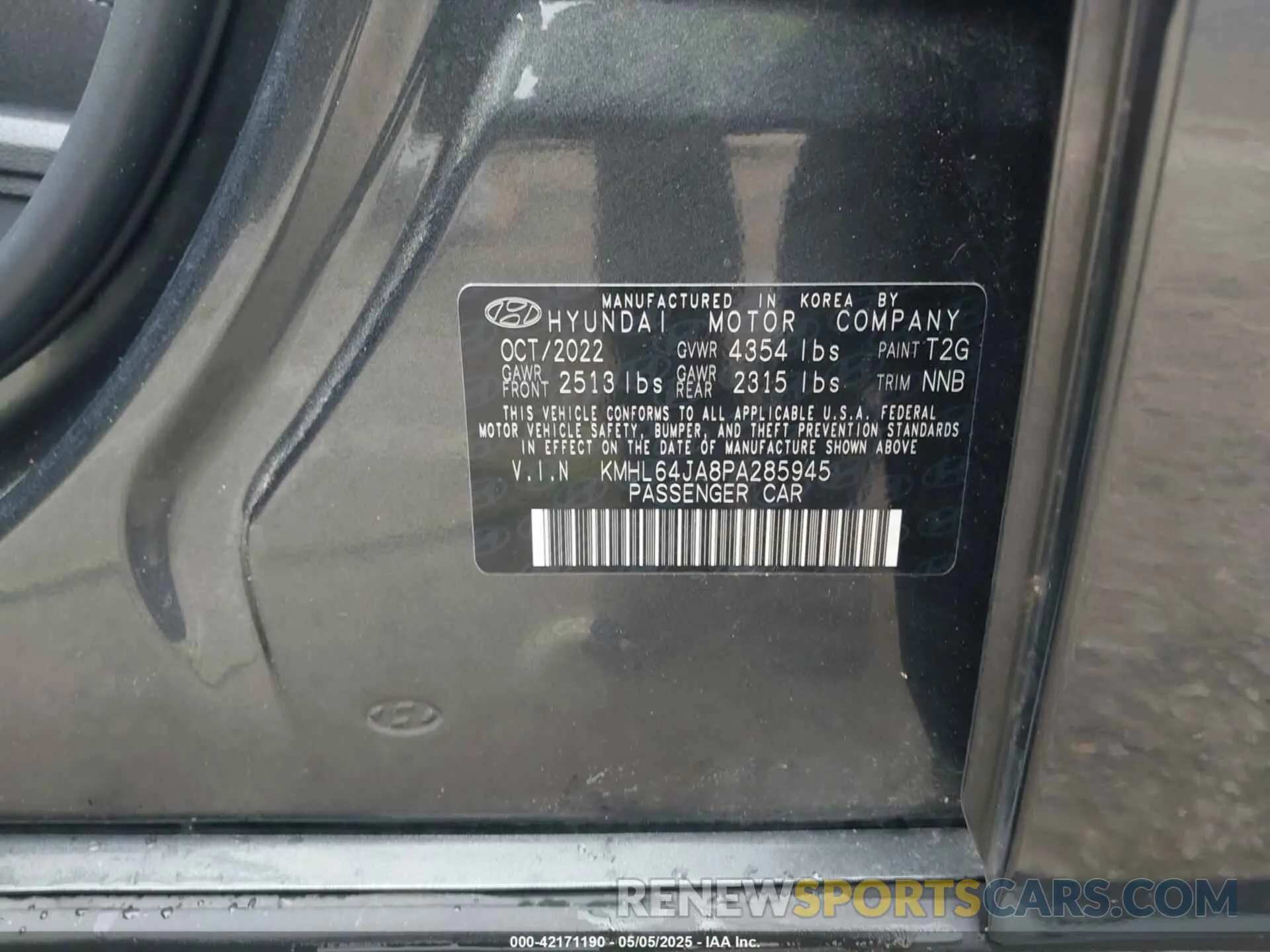 9 Photograph of a damaged car KMHL64JA8PA285945 HYUNDAI SONATA 2023