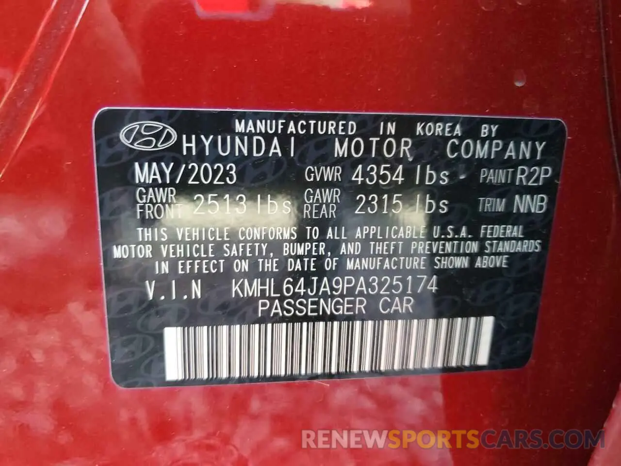 13 Фотография поврежденного автомобиля KMHL64JA9PA325174 HYUNDAI SONATA 2023
