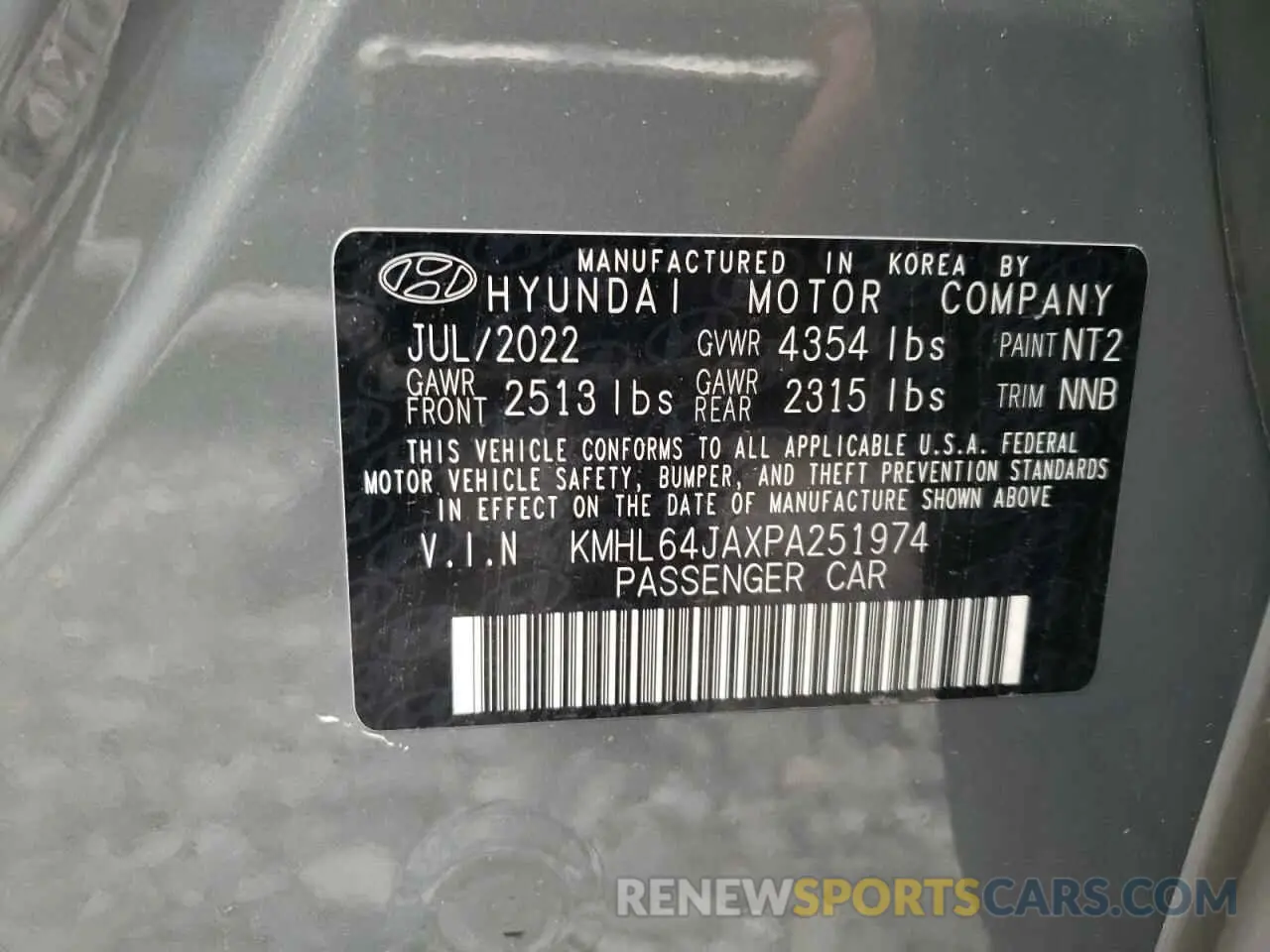 12 Photograph of a damaged car KMHL64JAXPA251974 HYUNDAI SONATA 2023