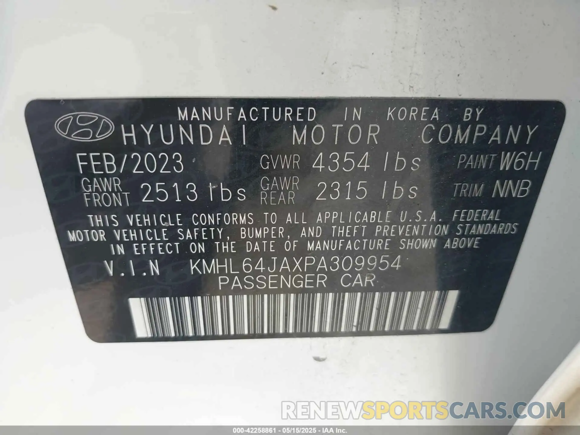 9 Photograph of a damaged car KMHL64JAXPA309954 HYUNDAI SONATA 2023