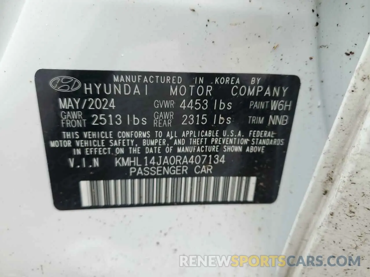 12 Photograph of a damaged car KMHL14JA0RA407134 HYUNDAI SONATA 2024