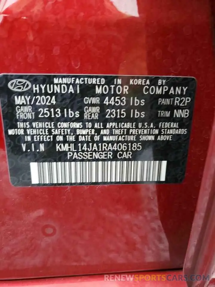 12 Photograph of a damaged car KMHL14JA1RA406185 HYUNDAI SONATA 2024