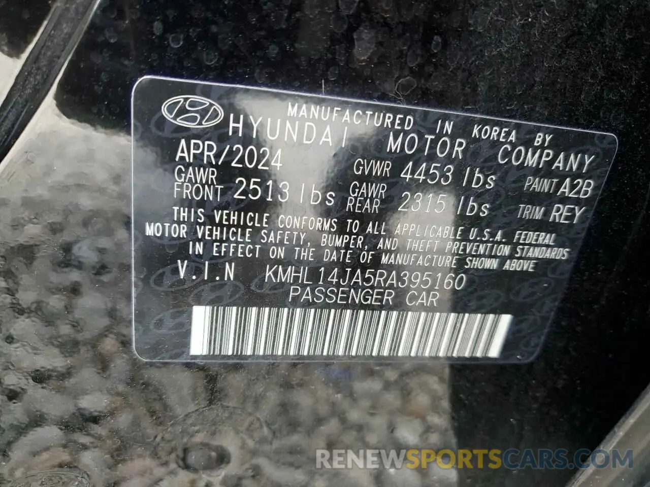 13 Photograph of a damaged car KMHL14JA5RA395160 HYUNDAI SONATA 2024