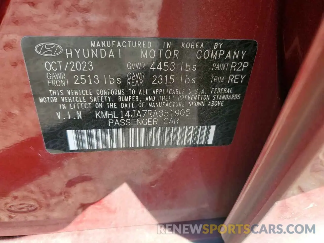 12 Photograph of a damaged car KMHL14JA7RA351905 HYUNDAI SONATA 2024
