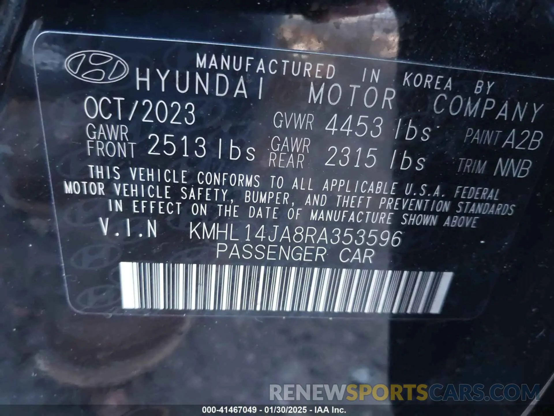 9 Photograph of a damaged car KMHL14JA8RA353596 HYUNDAI SONATA 2024