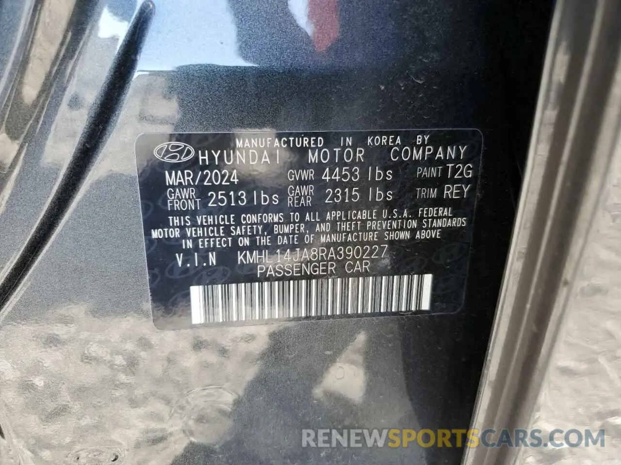 12 Photograph of a damaged car KMHL14JA8RA390227 HYUNDAI SONATA 2024