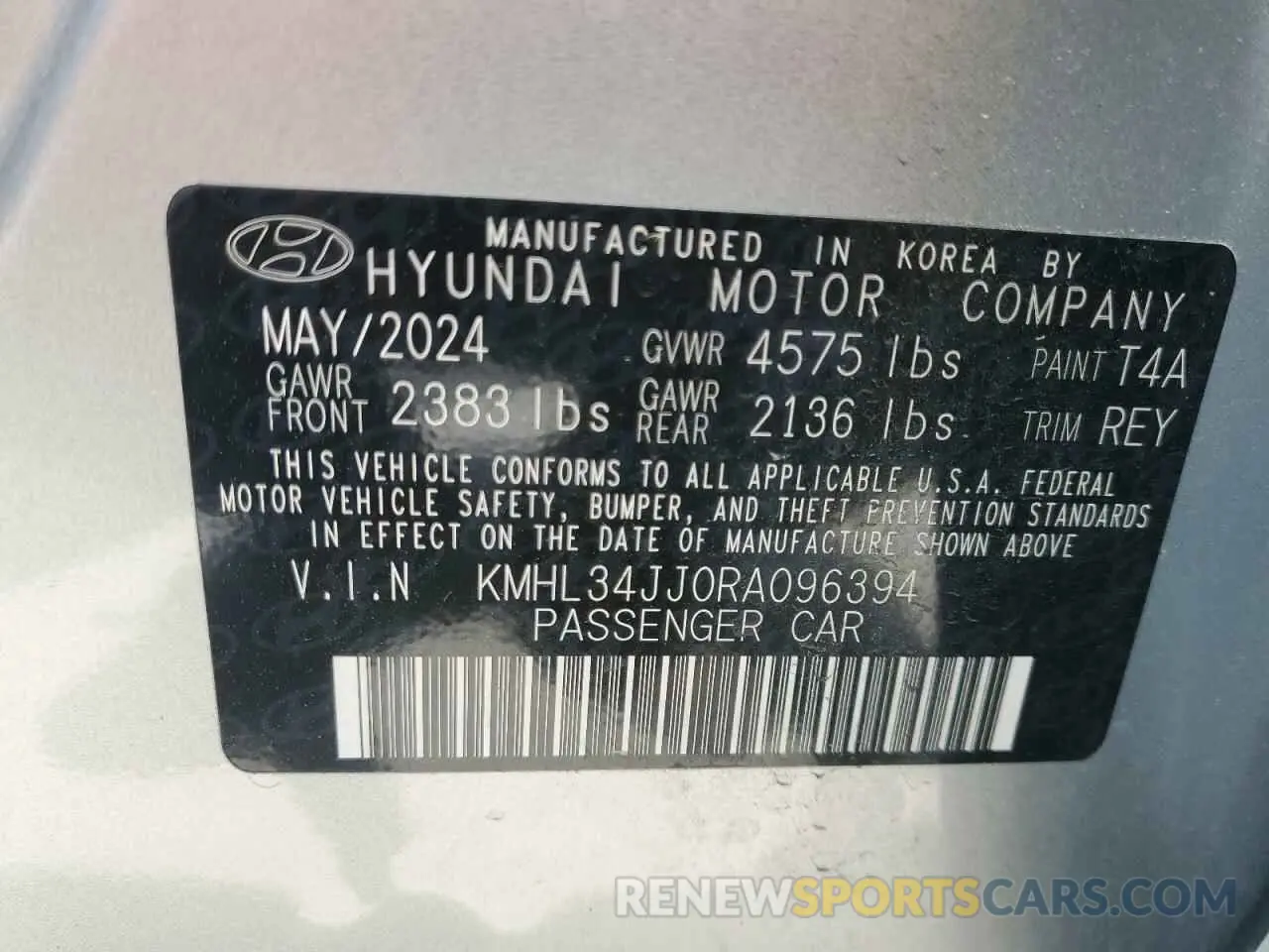 12 Photograph of a damaged car KMHL34JJ0RA096394 HYUNDAI SONATA 2024