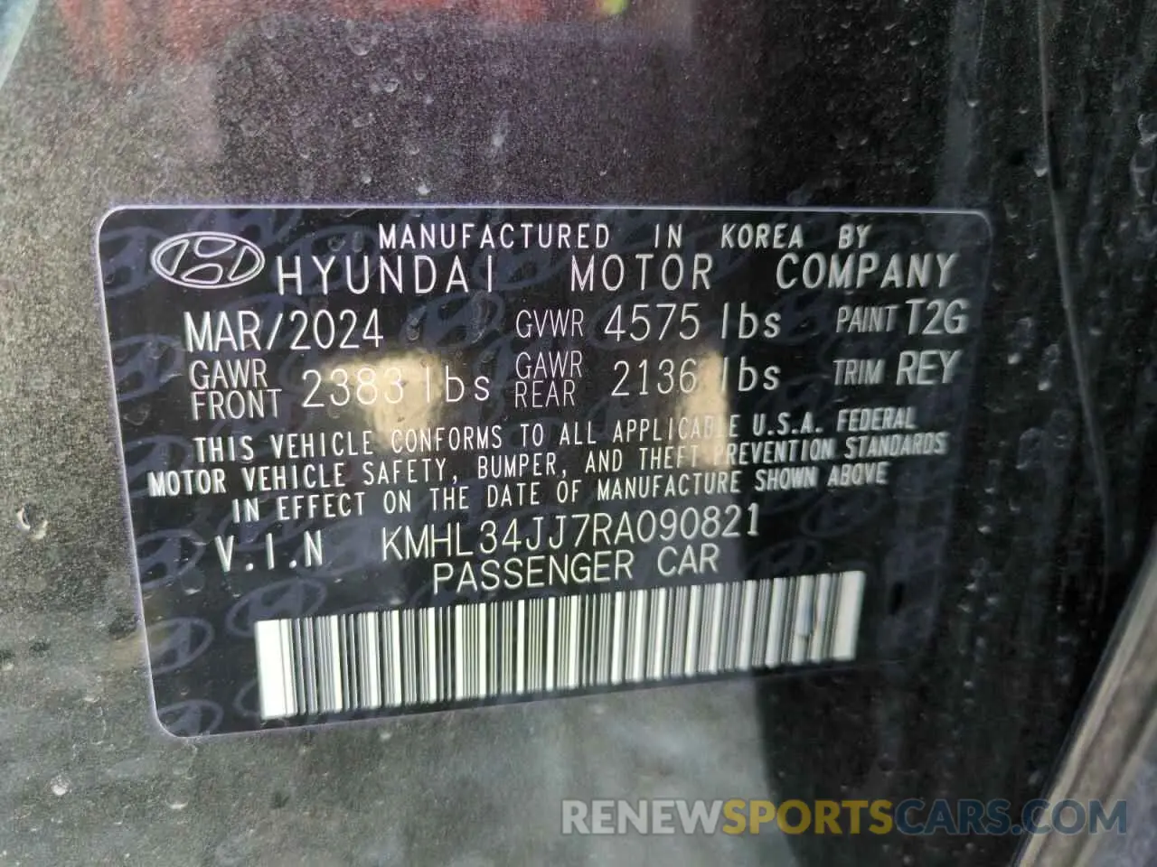 13 Photograph of a damaged car KMHL34JJ7RA090821 HYUNDAI SONATA 2024