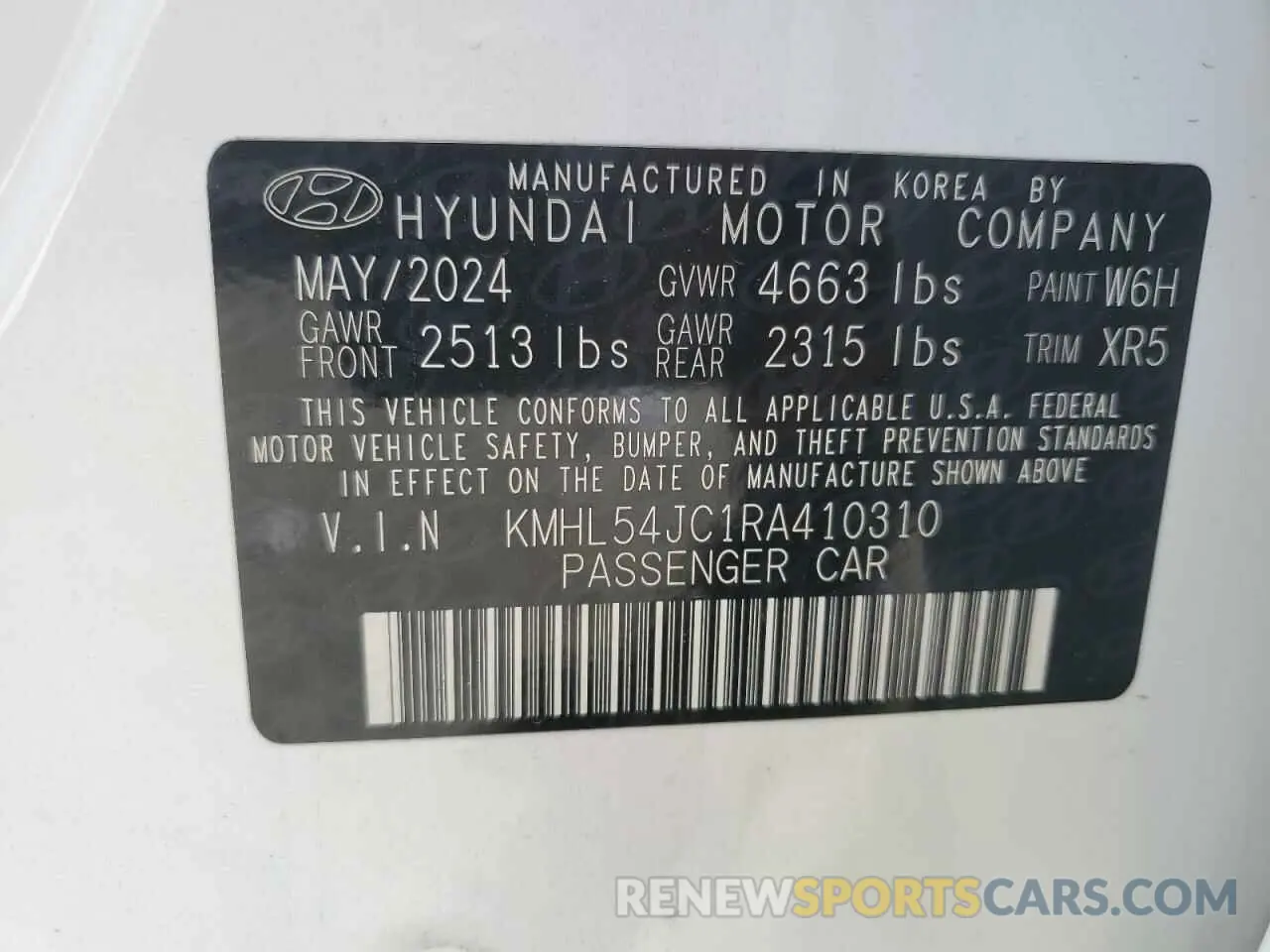 12 Photograph of a damaged car KMHL54JC1RA410310 HYUNDAI SONATA 2024