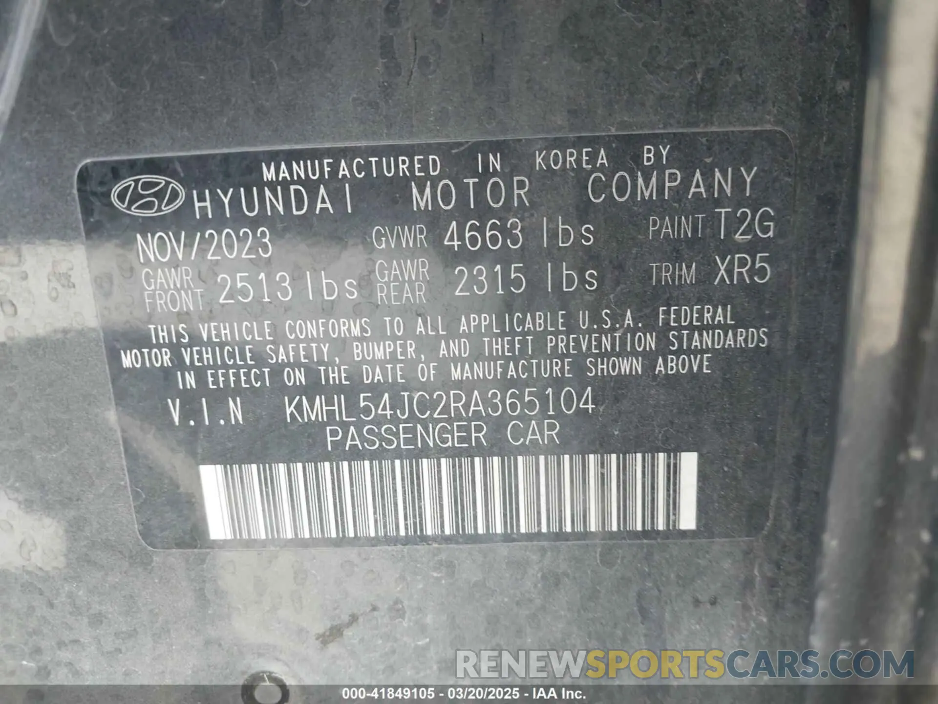 9 Photograph of a damaged car KMHL54JC2RA365104 HYUNDAI SONATA 2024