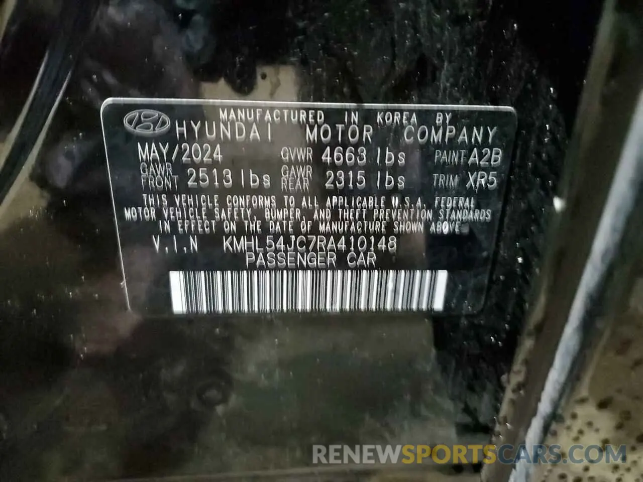 13 Photograph of a damaged car KMHL54JC7RA410148 HYUNDAI SONATA 2024