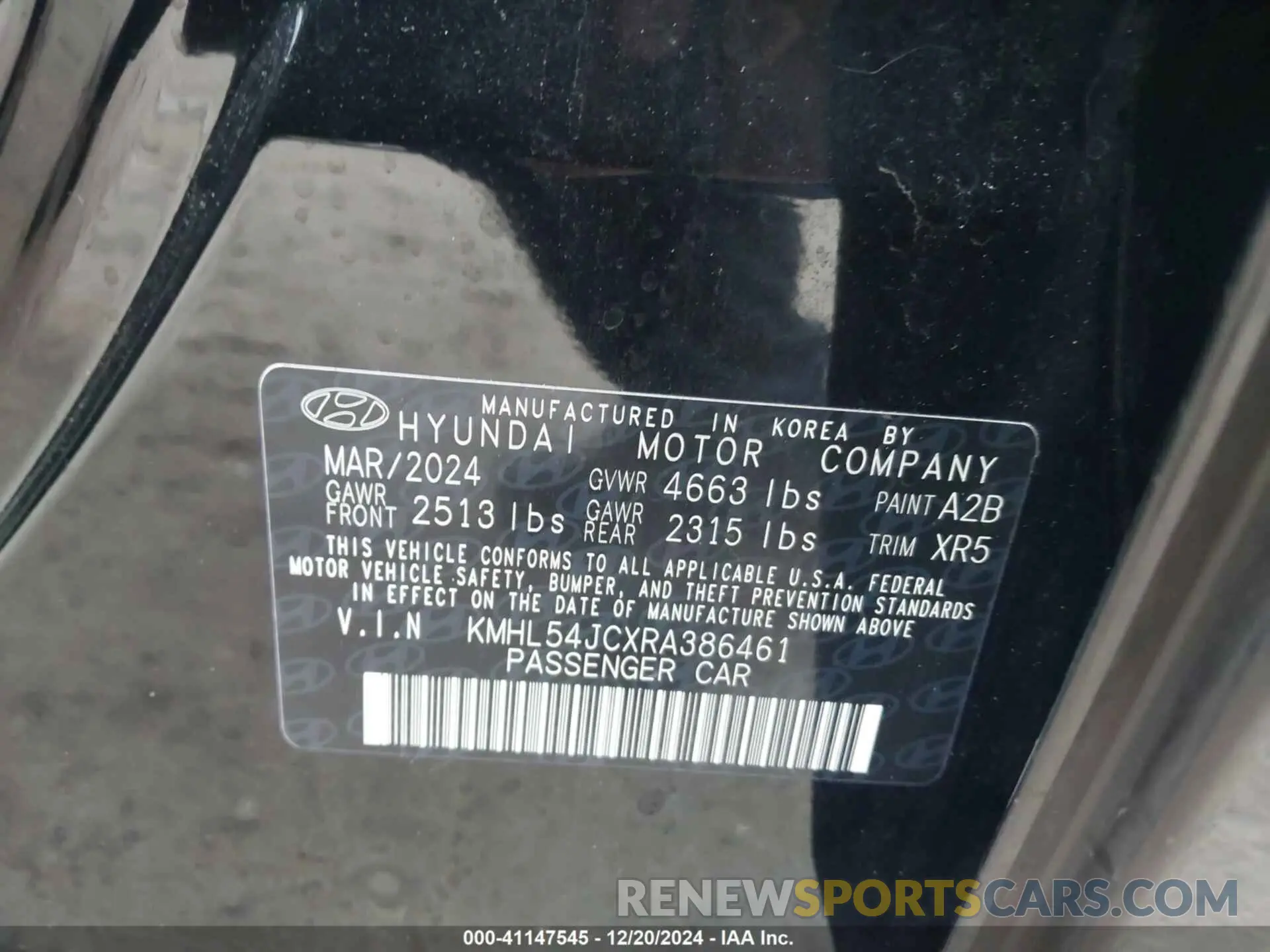 9 Photograph of a damaged car KMHL54JCXRA386461 HYUNDAI SONATA 2024