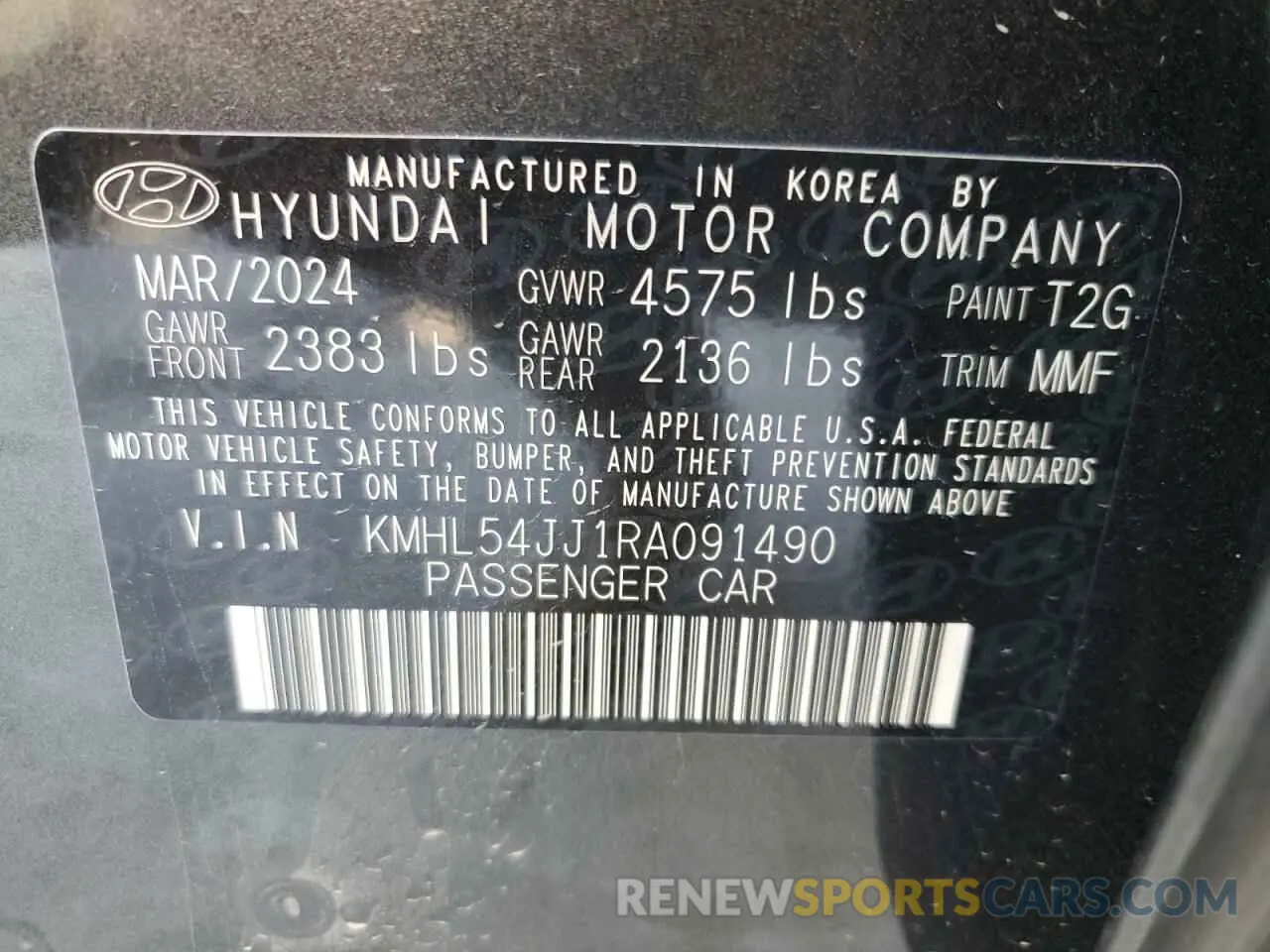 14 Фотография поврежденного автомобиля KMHL54JJ1RA091490 HYUNDAI SONATA 2024