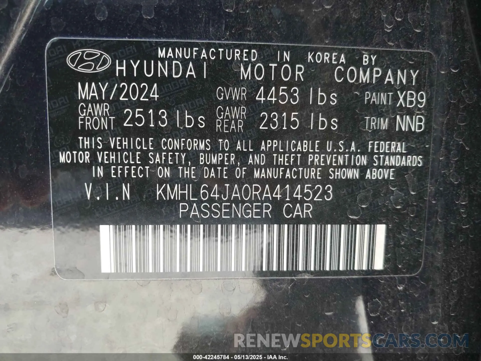 9 Фотография поврежденного автомобиля KMHL64JA0RA414523 HYUNDAI SONATA 2024