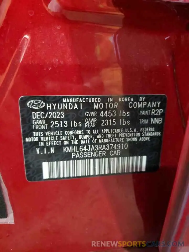 12 Фотография поврежденного автомобиля KMHL64JA3RA374910 HYUNDAI SONATA 2024