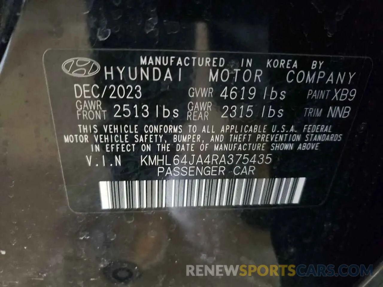 12 Фотография поврежденного автомобиля KMHL64JA4RA375435 HYUNDAI SONATA 2024
