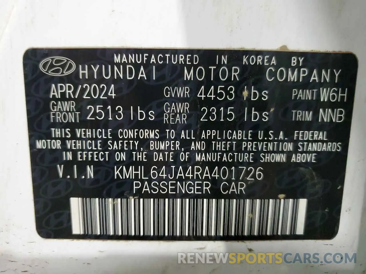 13 Фотография поврежденного автомобиля KMHL64JA4RA401726 HYUNDAI SONATA 2024